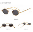 Vintage Style Slim Metal Oval Frame Sunglasses