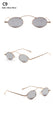 Vintage Style Slim Metal Oval Frame Sunglasses