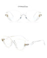 Clear Lens Vintage Half Frame Cat Eye Shades Sunglasses