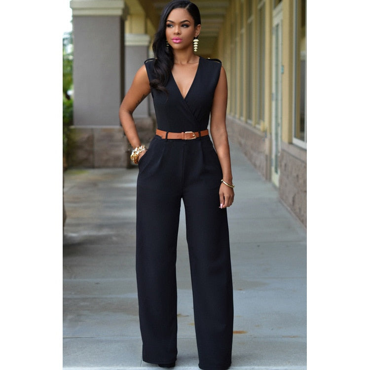 Casual Rompers High Waist  Wide leg pants jumpsuit