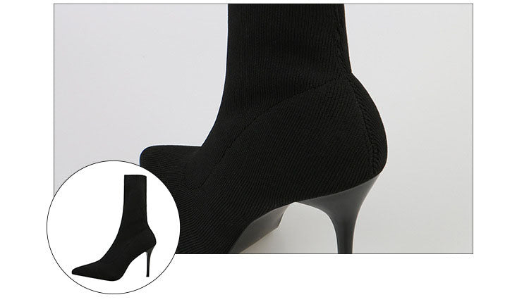 Stretch Ankle High Heels Sock Boots