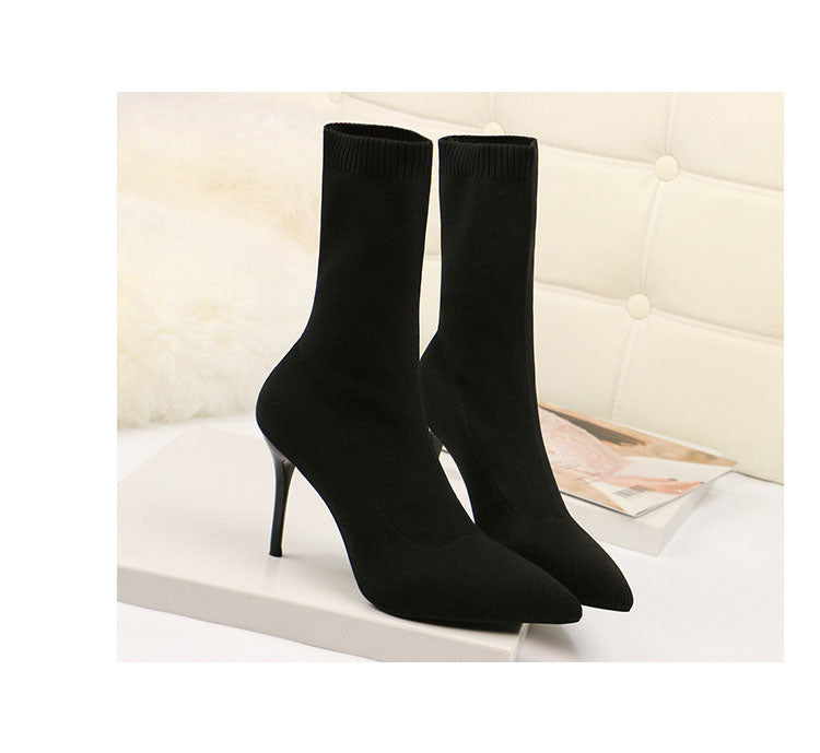 Stretch Ankle High Heels Sock Boots