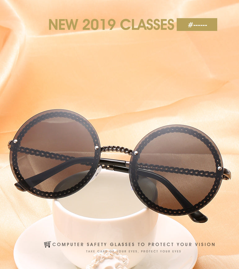 Luxury Rimless Round Sunglasses