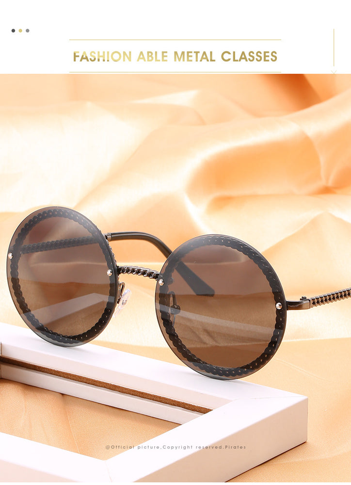 Luxury Rimless Round Sunglasses