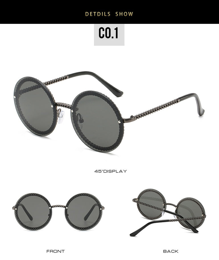 Luxury Rimless Round Sunglasses