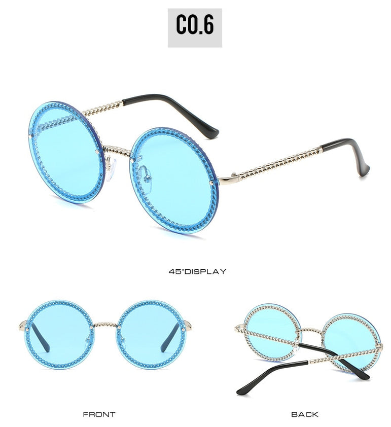 Luxury Rimless Round Sunglasses