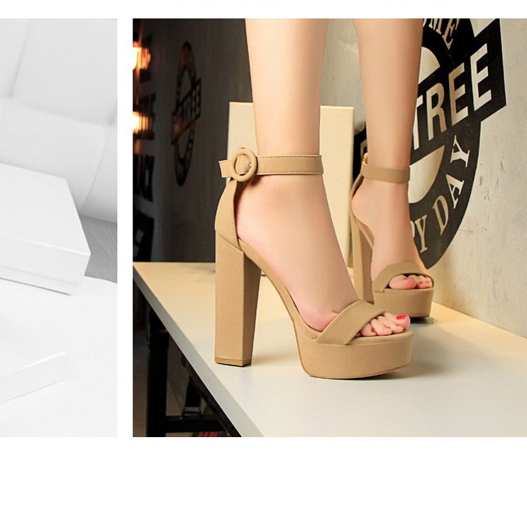 Sexy Block Buckle Women Pumps High Heels