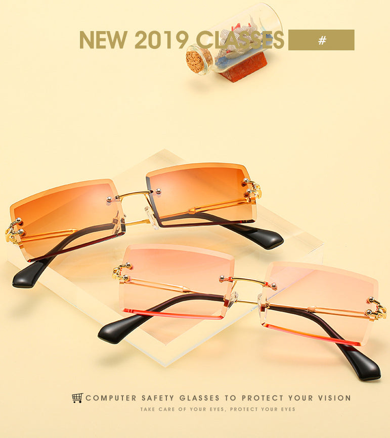 Luxury Rimless Square Polarized Sunglasses