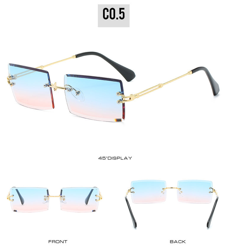 Luxury Rimless Square Polarized Sunglasses