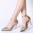 Elegant Glitter Shinning Ankle Strap Wedding pumps