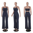 Elegant Striped Sleeveless Backless Bow Rompers Wide Legs Jumpsuits