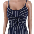 Elegant Striped Sleeveless Backless Bow Rompers Wide Legs Jumpsuits