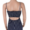 Elegant Striped Sleeveless Backless Bow Rompers Wide Legs Jumpsuits