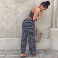 Elegant Striped Sleeveless Backless Bow Rompers Wide Legs Jumpsuits