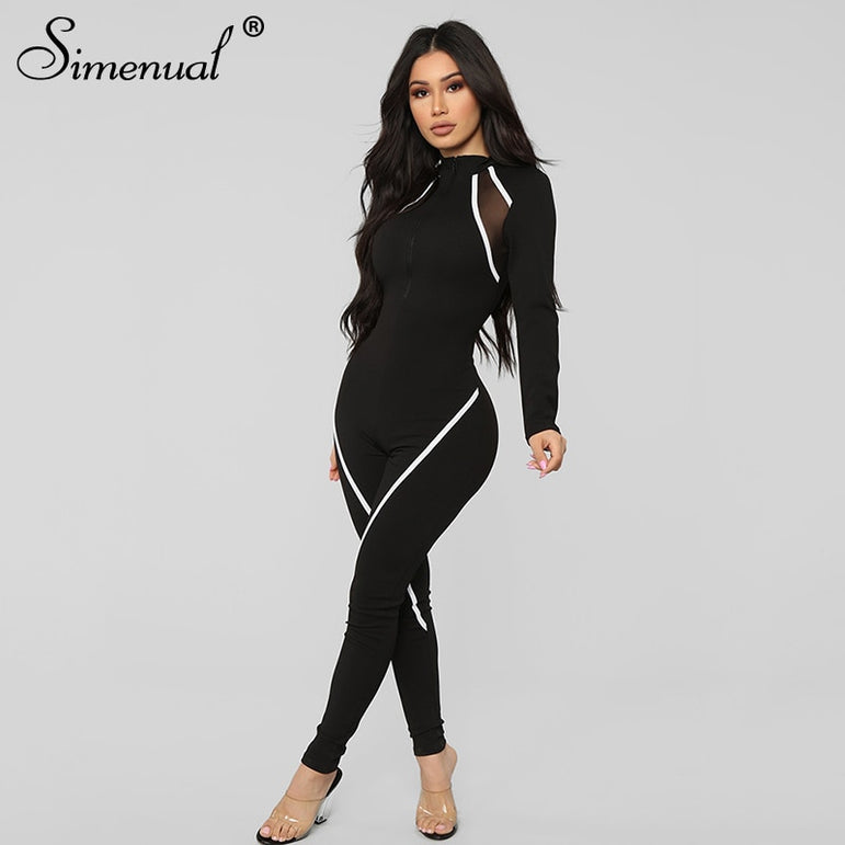 Casual Long Sleeve Sporty Rompers Womens Jumpsuit