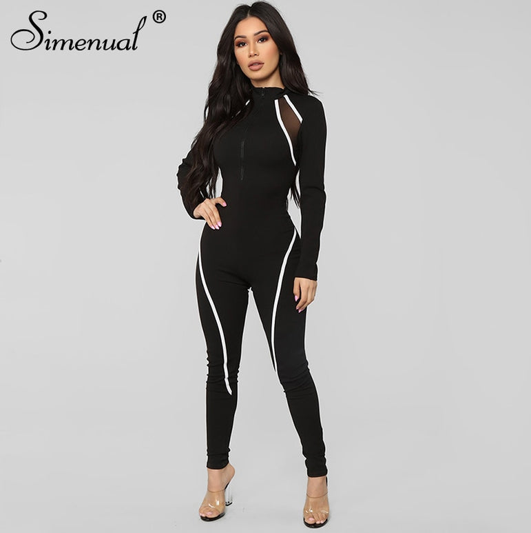 Casual Long Sleeve Sporty Rompers Womens Jumpsuit