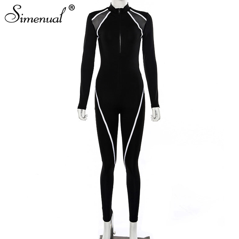 Casual Long Sleeve Sporty Rompers Womens Jumpsuit