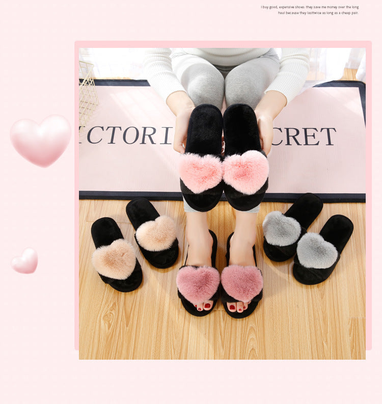 Love Heart Cotton Slippers