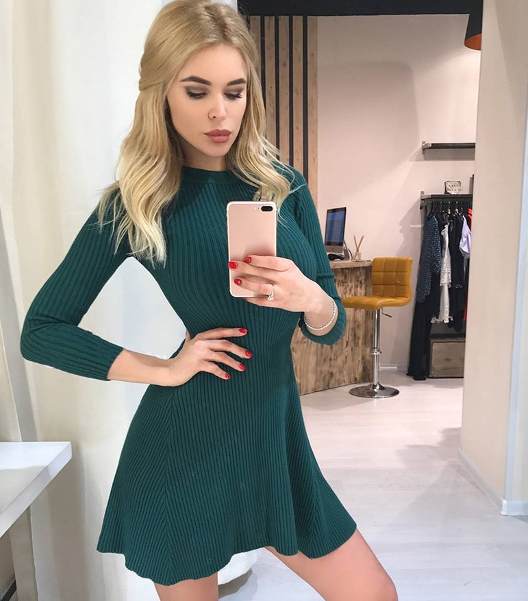 Casual Long Sleeve Sweater Dress