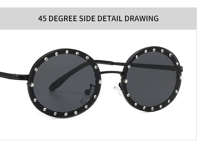 Diamond Round Vintage Crystal Over Sunglasses