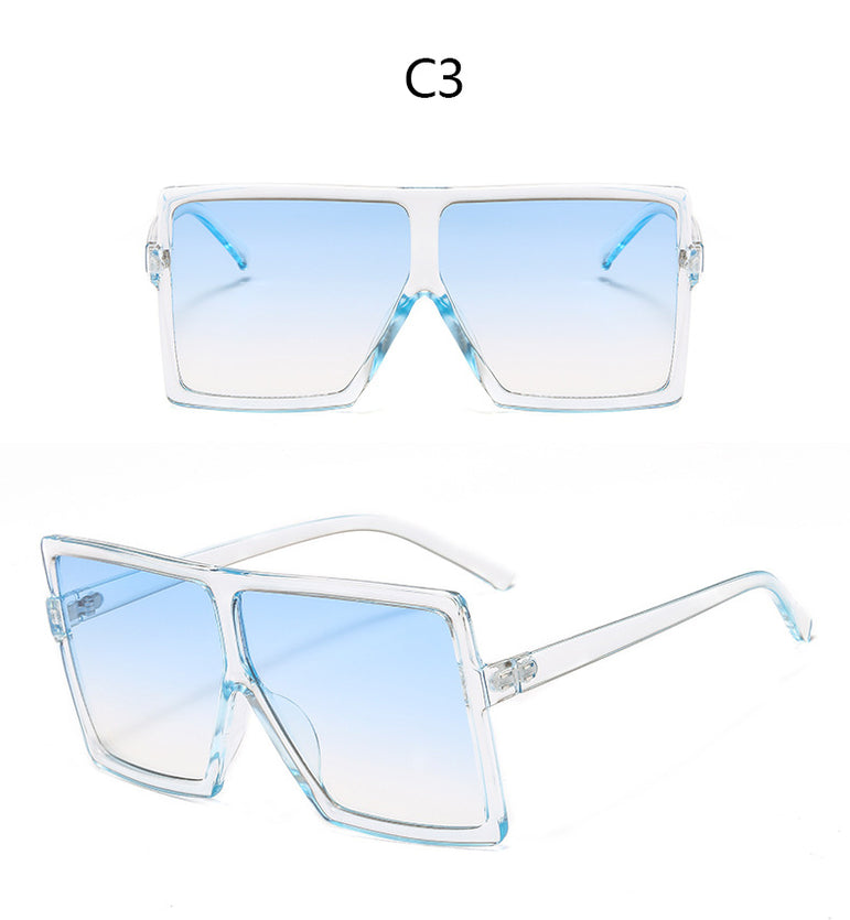 Big Square Frame Flat Oversized Sunglasses