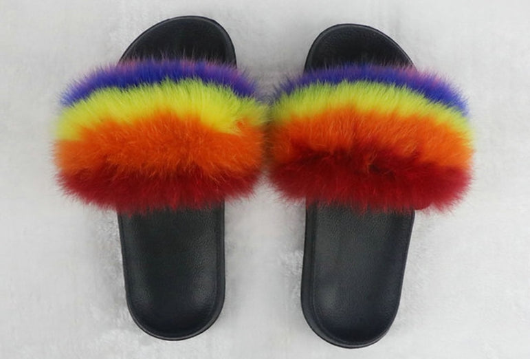 Real Fur Women Fox Fur Slippers