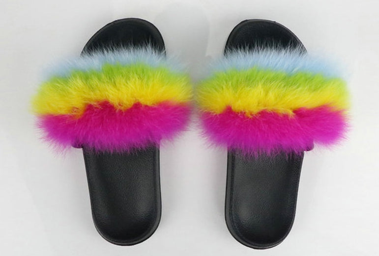 Real Fur Women Fox Fur Slippers