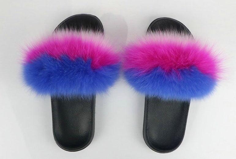 Real Fur Women Fox Fur Slippers