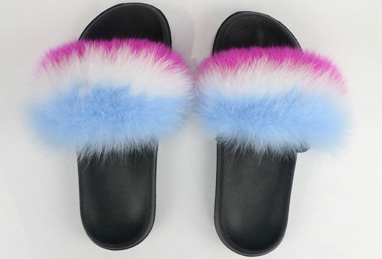 Real Fur Women Fox Fur Slippers