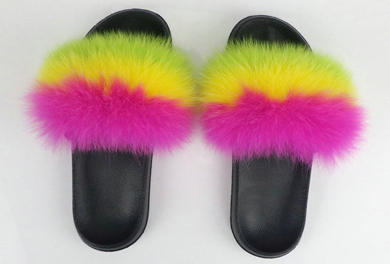 Real Fur Women Fox Fur Slippers