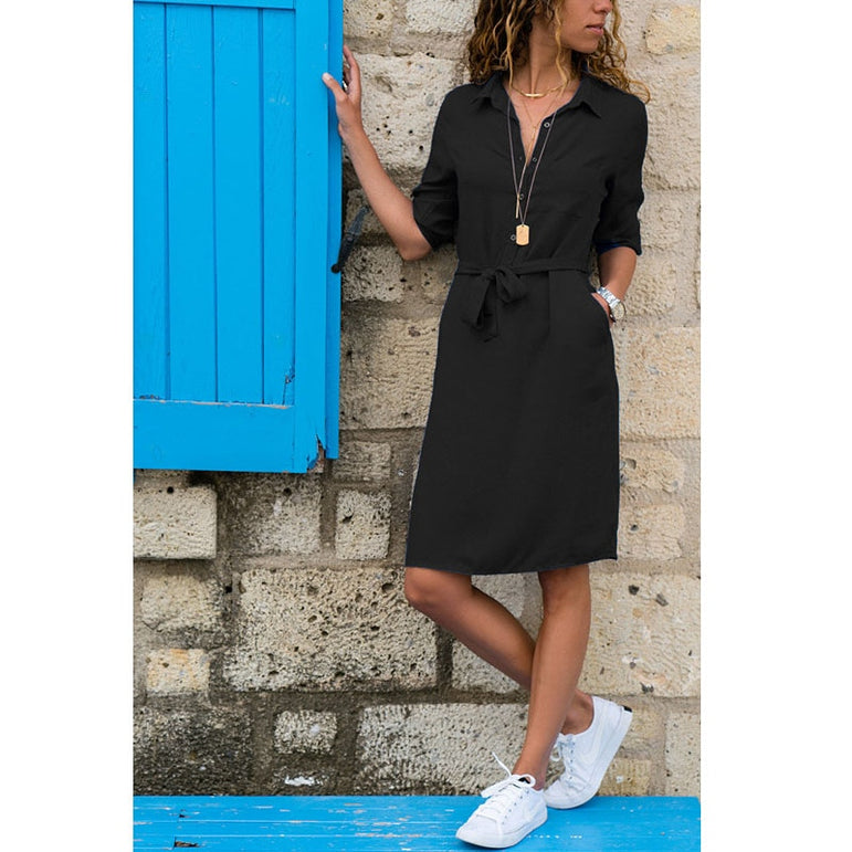 Casual Collar Party Shirt Dress