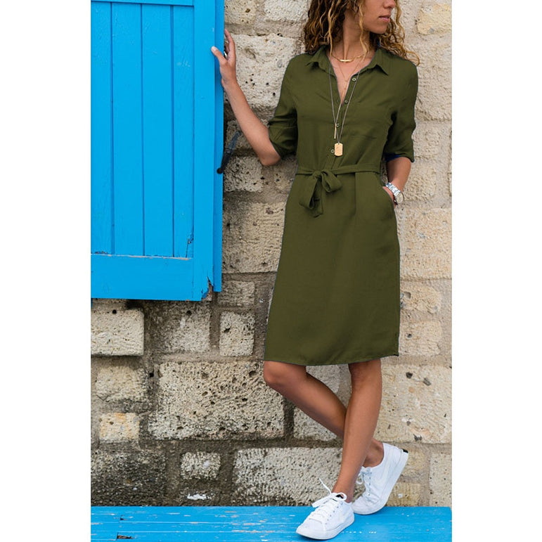 Casual Collar Party Shirt Dress