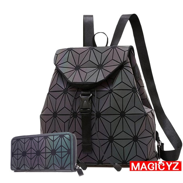 Geometric Shoulder Women Laser Luminous Backpack