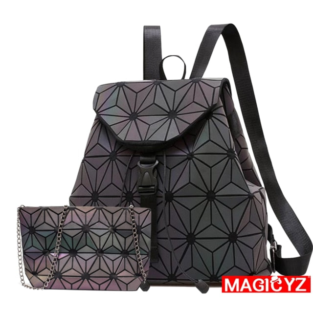 Geometric Shoulder Women Laser Luminous Backpack