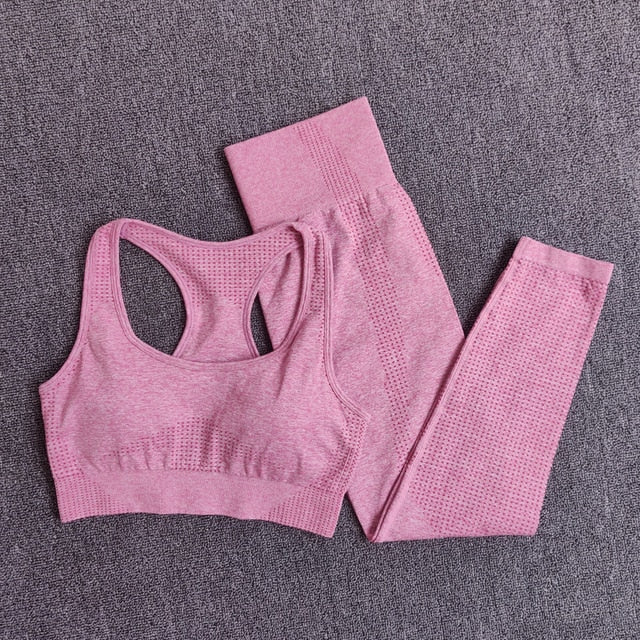 Long Sleeve Crop Top Seamless Yoga Set