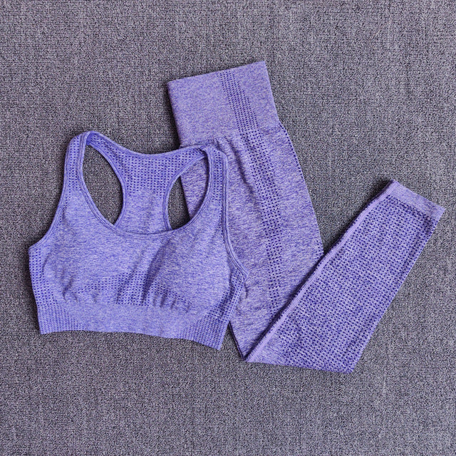 Long Sleeve Crop Top Seamless Yoga Set