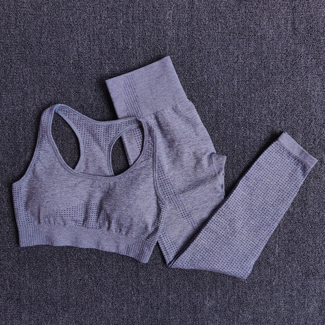 Long Sleeve Crop Top Seamless Yoga Set