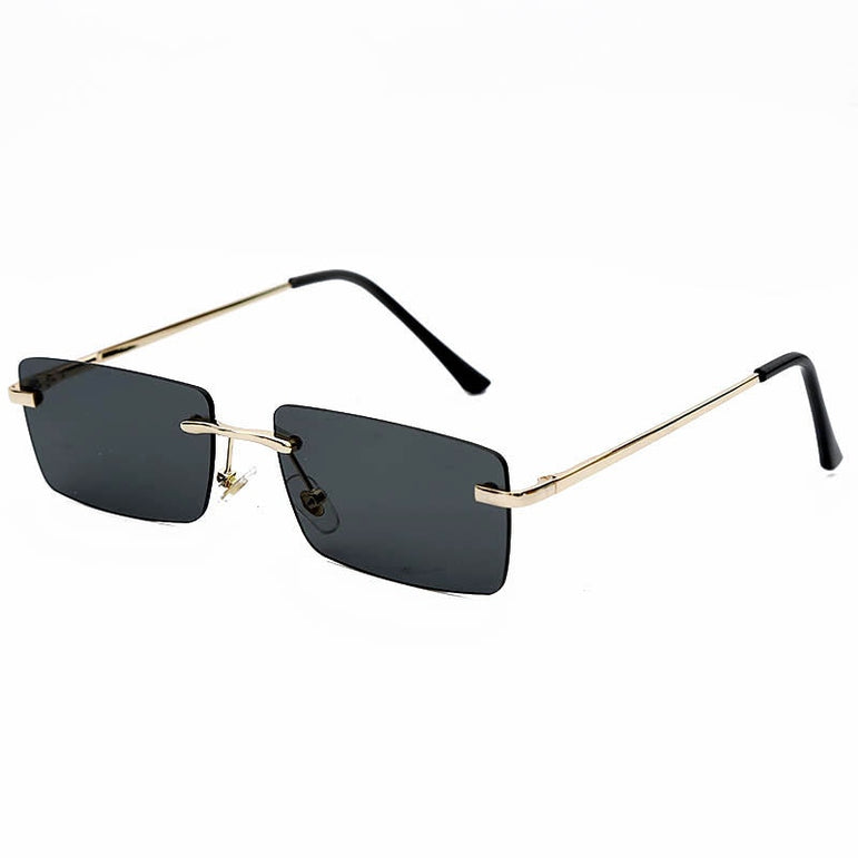 Square Vintage Rectangle Metal Frame Sunglasses