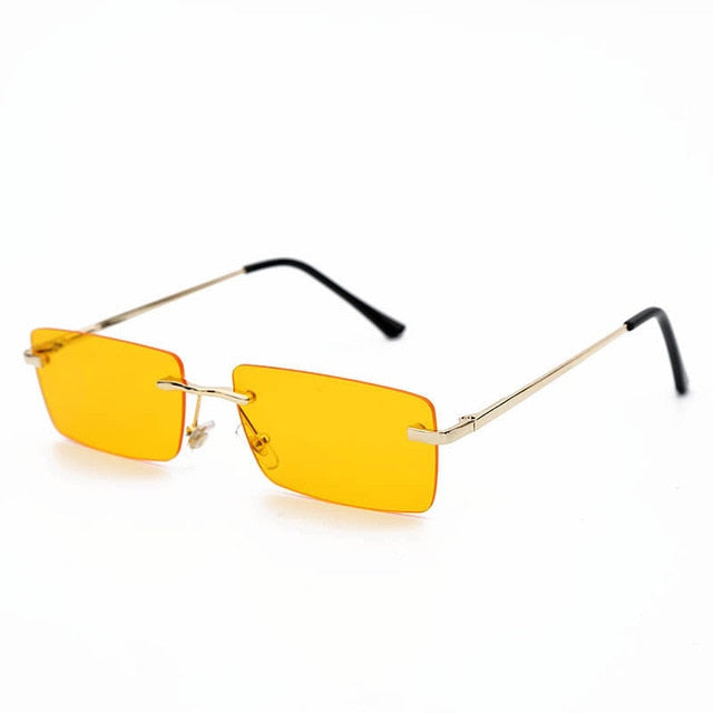 Square Vintage Rectangle Metal Frame Sunglasses