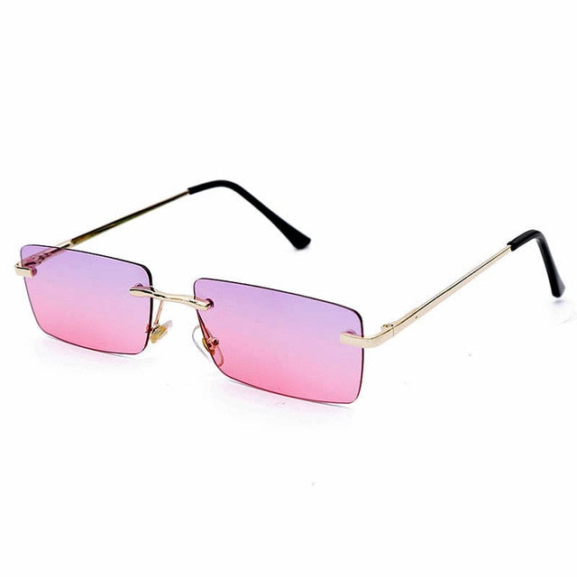 Square Vintage Rectangle Metal Frame Sunglasses