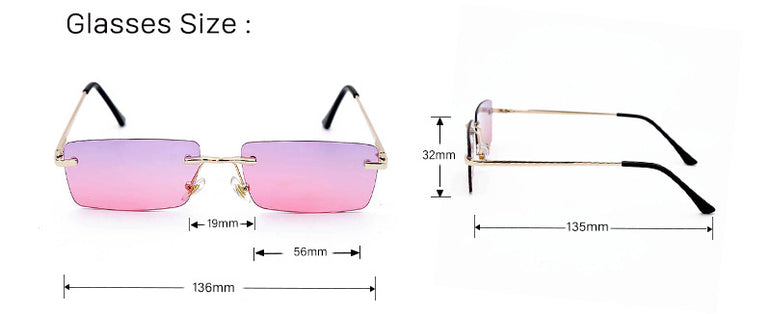 Square Vintage Rectangle Metal Frame Sunglasses