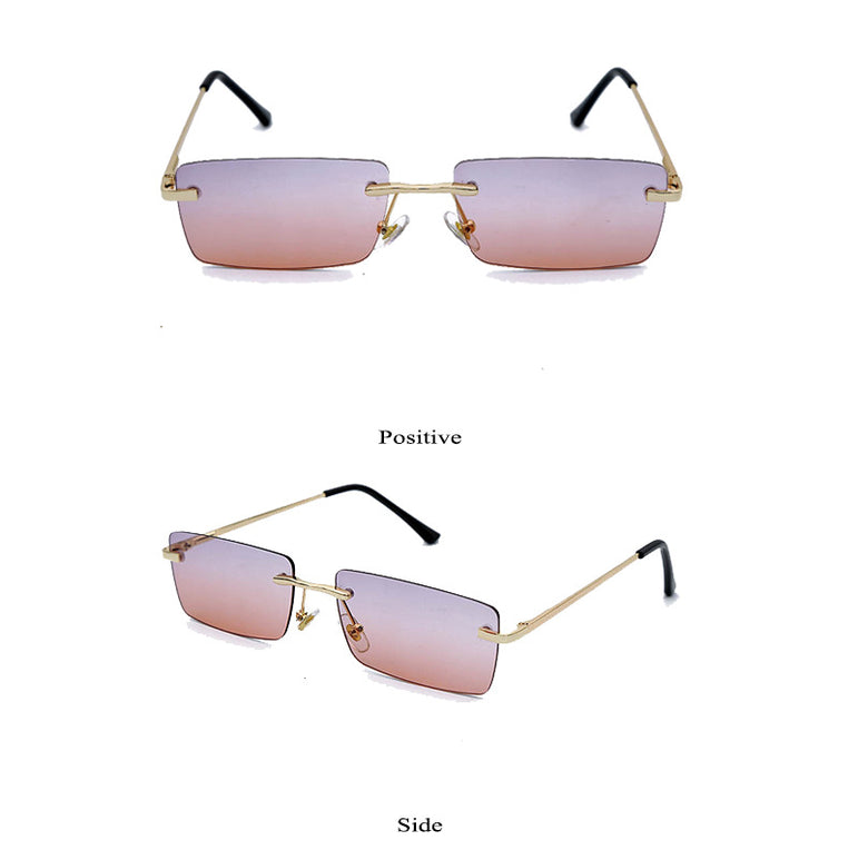 Square Vintage Rectangle Metal Frame Sunglasses