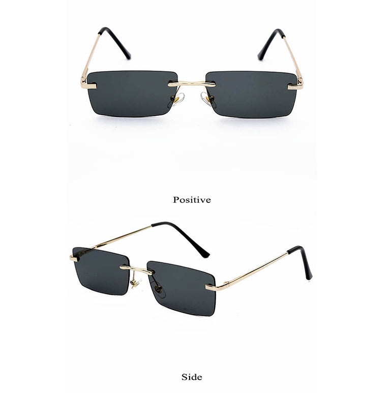 Square Vintage Rectangle Metal Frame Sunglasses