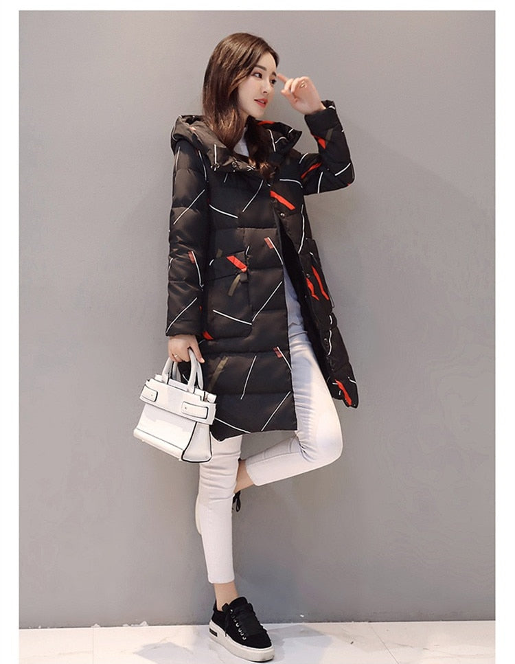 Elegant Long Sleeve Warm Office Lady Parkas Women Jacket