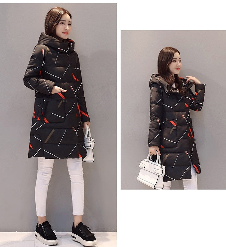 Elegant Long Sleeve Warm Office Lady Parkas Women Jacket