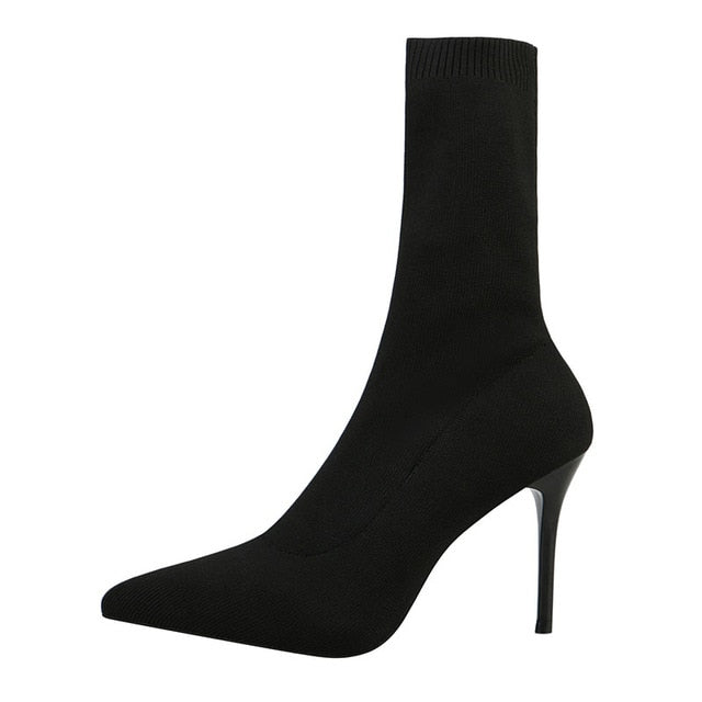 Stretch Ankle High Heels Sock Boots