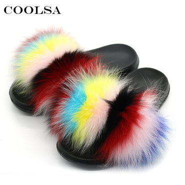 Real Fur Women Fox Fur Slippers