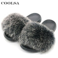 Real Fur Women Fox Fur Slippers