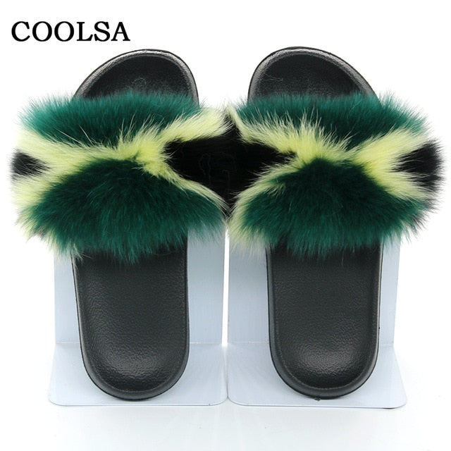 Real Fur Women Fox Fur Slippers