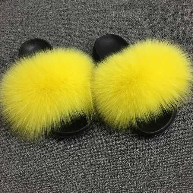 Real Fur Women Fox Fur Slippers